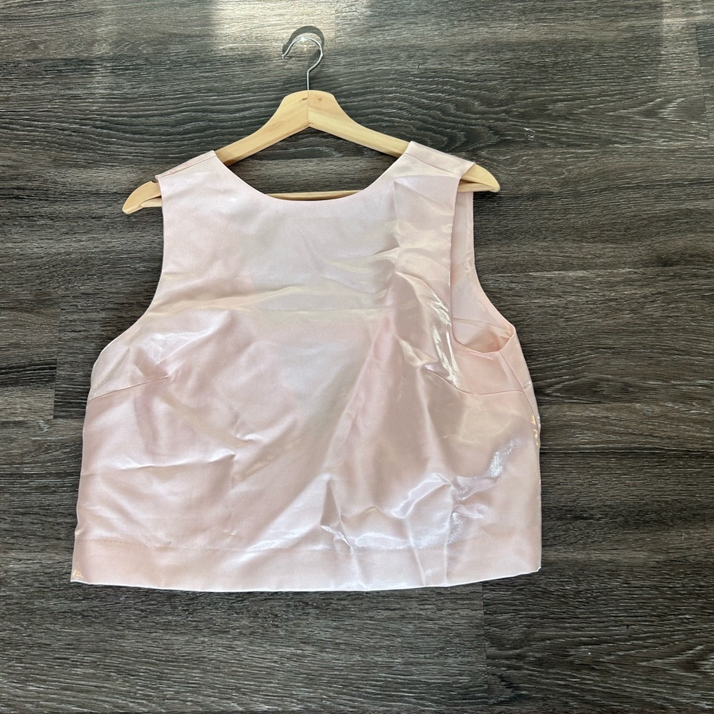 Light Pink Satin Blouse with Bows on Back